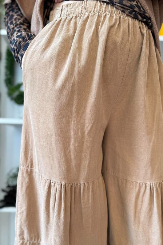 Basso Baby Cord Tiered Cuff Pant Camel